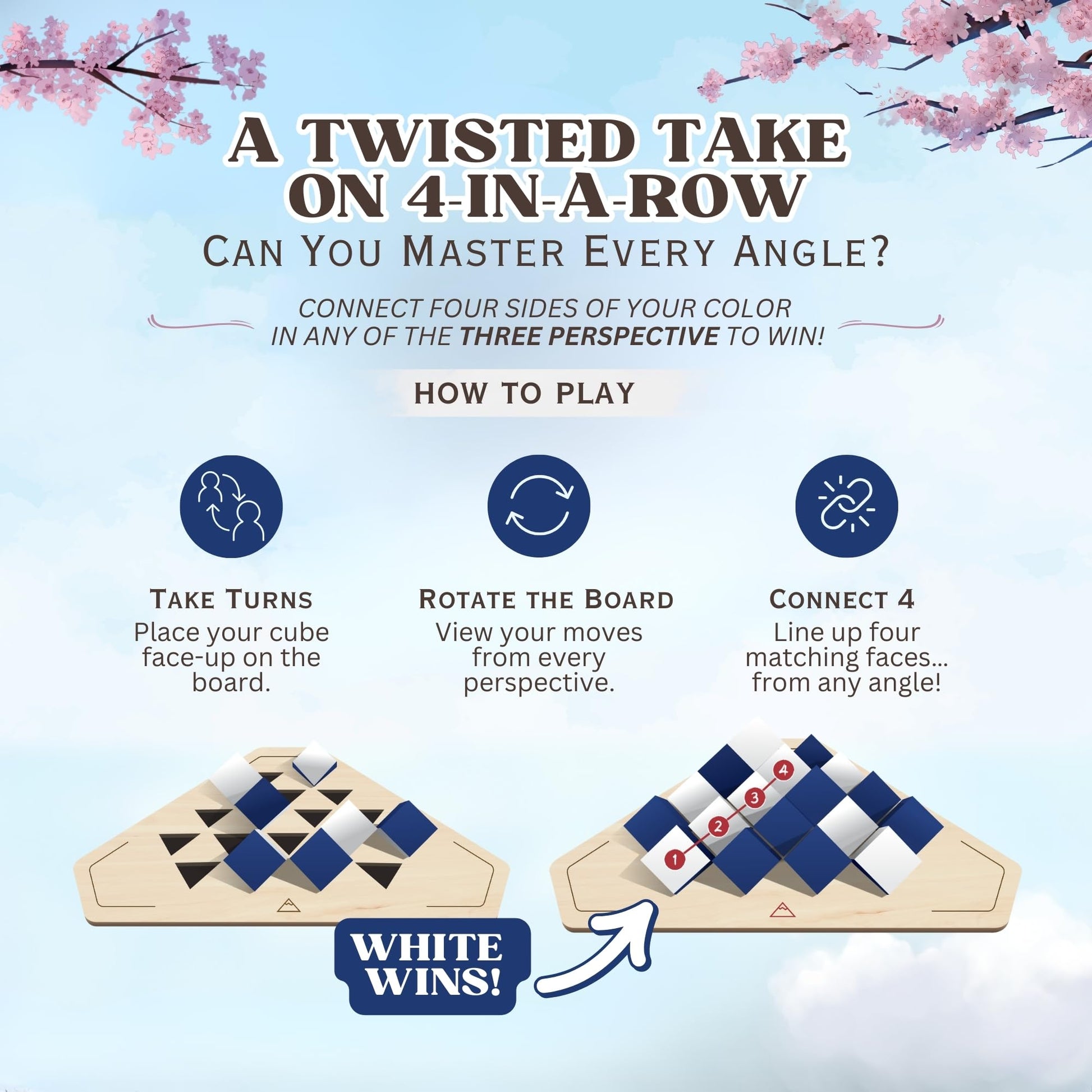yamma 4-in-a-Row Game with Wooden Spinning Board, 3D Visual Strategy Experience for Ages 12+, a Quick and Clever Challenge Ideal for Families, Teens