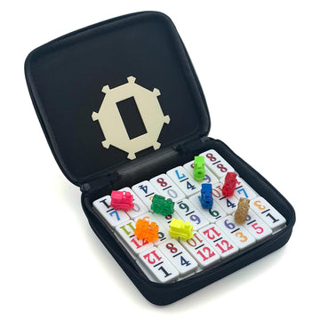 CHH Double 12 Mexican Train Number Dominoes - Travel Size with Zip Up Case, Hub & 8 Domino Trains - 91 Fun Size Numbered Dominoes