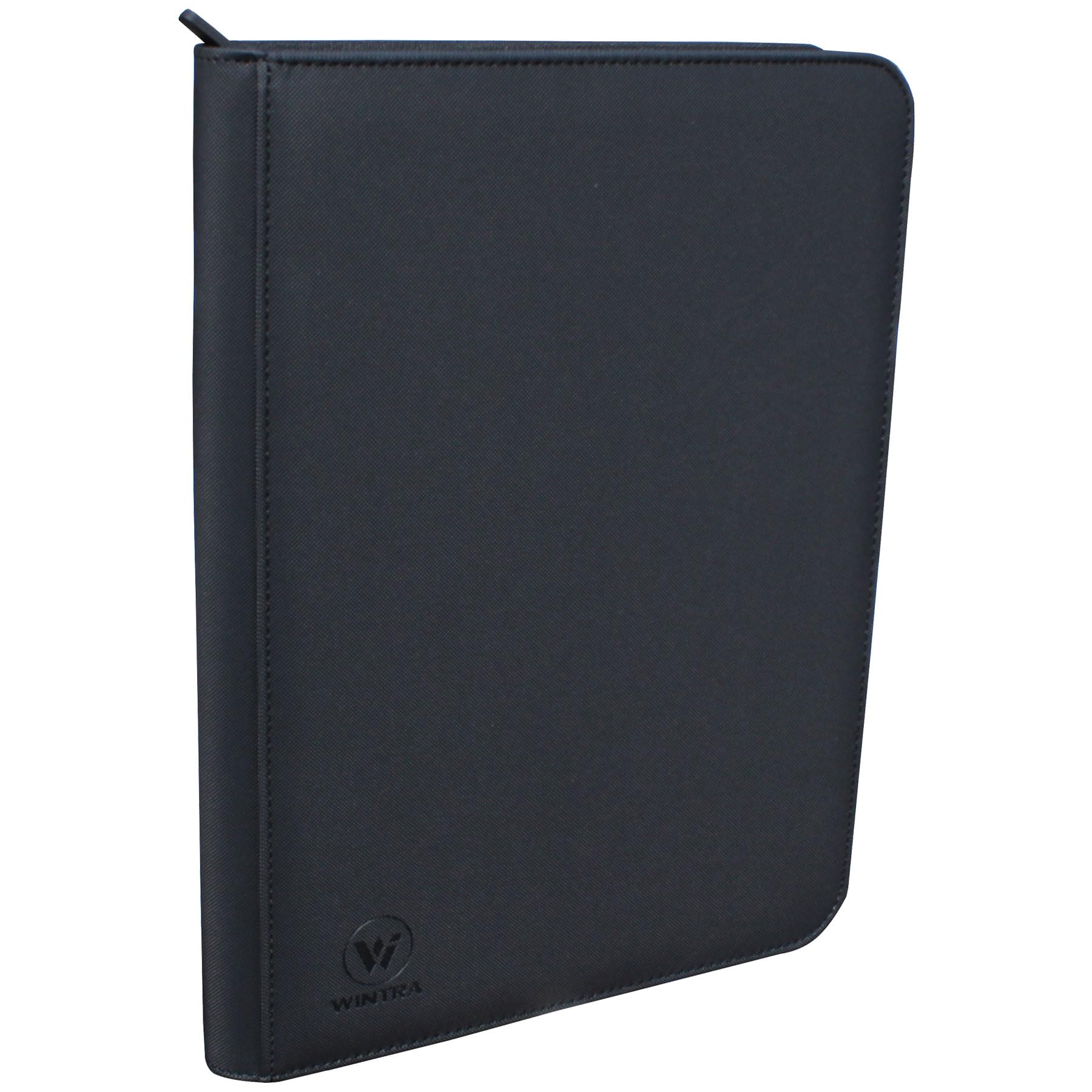 WINTRA Premium 360 Pockets Black Zippered Playing Card Binder - Sturdy Trading Card Holder Album ?9 Pocket Side Loading Card Folder with 20 Sheet