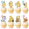 48 Pcs Winnie Baby Shower Cupcake Toppers for Classic Birthday Party Supplies Cute Winnie Cake Topper for Baby Shower Decorations