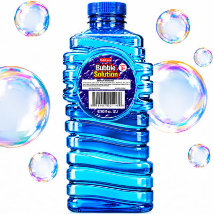Kidzlane Bubbles Solution Refill 67.63 oz - Large and Easy-Grip Bottle for Bubble Machine, Guns, and Wands - Toddler Liquid Refill for Ages 3