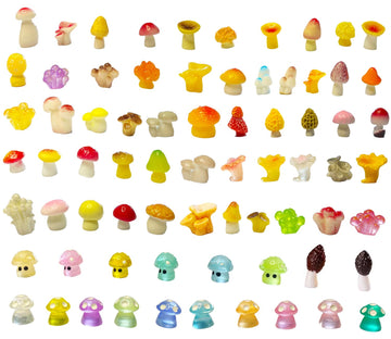 HETRUUOP 72PCS MiNi Mushroom Tiny Resin Mushroom Figurines 72 Style Mini Mushrooms Small Little Resin in Bulk for Miniature Landscape Aquarium Potted