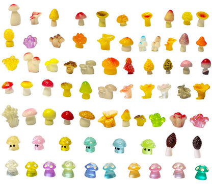 HETRUUOP 72PCS MiNi Mushroom Tiny Resin Mushroom Figurines 72 Style Mini Mushrooms Small Little Resin in Bulk for Miniature Landscape Aquarium Potted