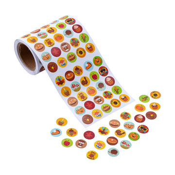 Fun Express Bulk 1000 Piece Mini Thanksgiving Sticker Roll