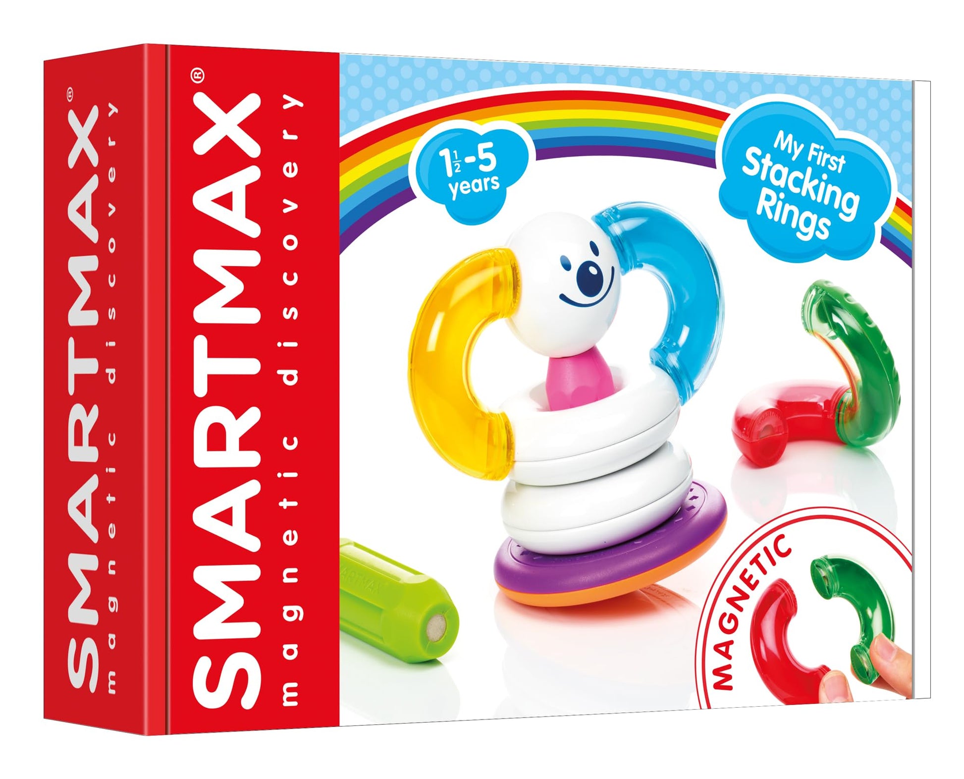 SmartMax My First Stacking Rings Magnetic Building Toy for Ages 1.5-5 - Creative STEM Stacking & Balancing Set