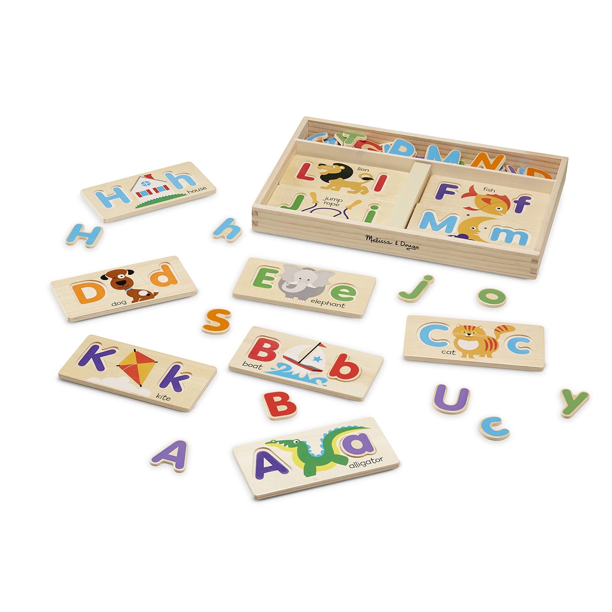 Melissa & Doug ABC Picture Boards - Educational Toy with 13 Double-Sided Wooden Boards and 52 Letters
