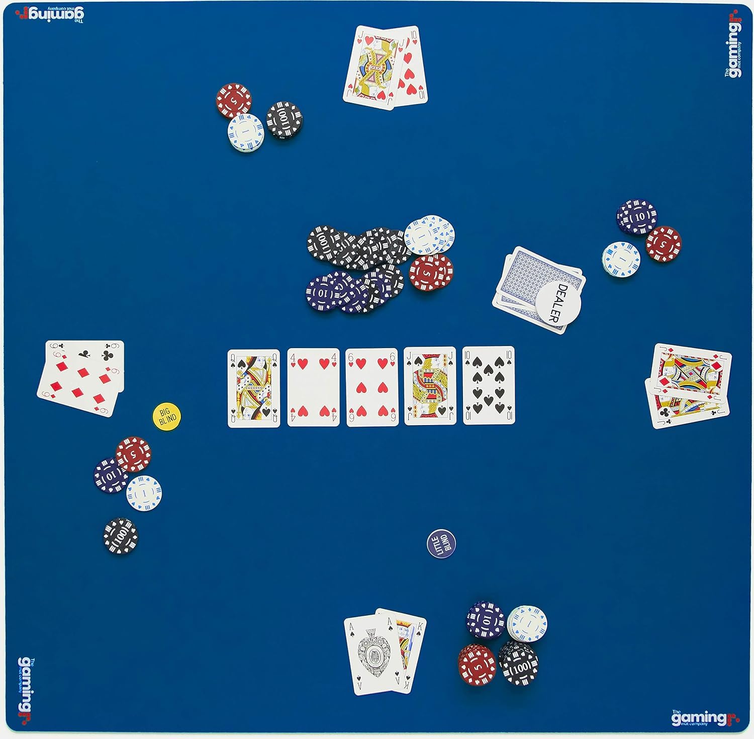 The Gaming Mat Company Mahjong Mat. 33" x 33" Blue with Stitched Edge Premium Square Playmat for Poker, Dominoes & Bridge, Professional Mahjong Table