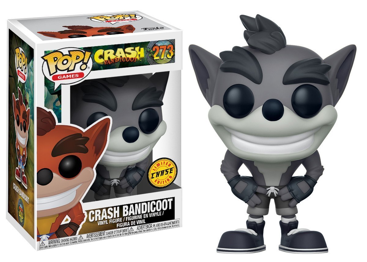 Funko Pop! Games: Crash Bandicoot - Crash Bandicoot Chase Black & White Variant Vinyl Figure (Includes Compatible Pop Box Protector Case)