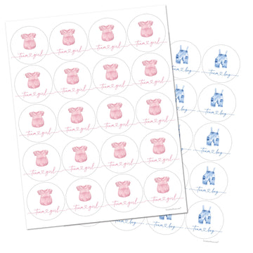 Clothes Team Girl, Team Boy Gender Reveal Stickers - 40 Labels (20 of Each Design)