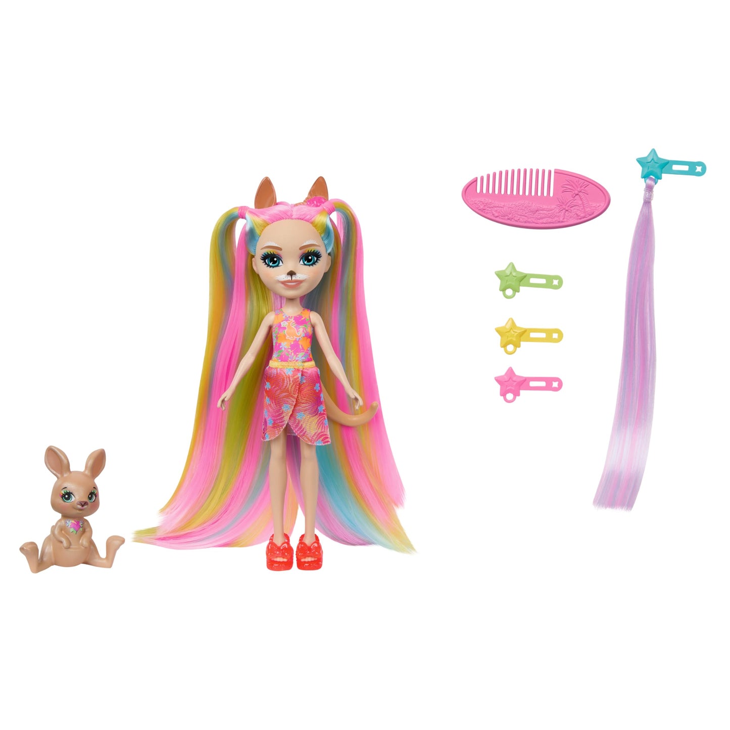 Enchantimals Dolls Sunshine Beach Deluxe Hair Doll and Animal Lover Small Doll with Removable Skirt and Accessories Gifts for Kids HTJ70