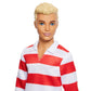 Barbie Fashionistas Ken Doll #241 with Blonde Hair Wearing Red and White Striped Polo Shirt with Pink Shorts, White Crew Socks and Sneakers