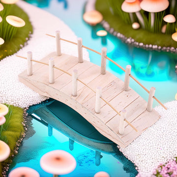4 Inch Miniature Wooden Arch Bridge, Rustic Vintage Style Decorative Landscape Accent for Fairy Gardens, Dollhouse Scenes, Terrariums & Bonsai