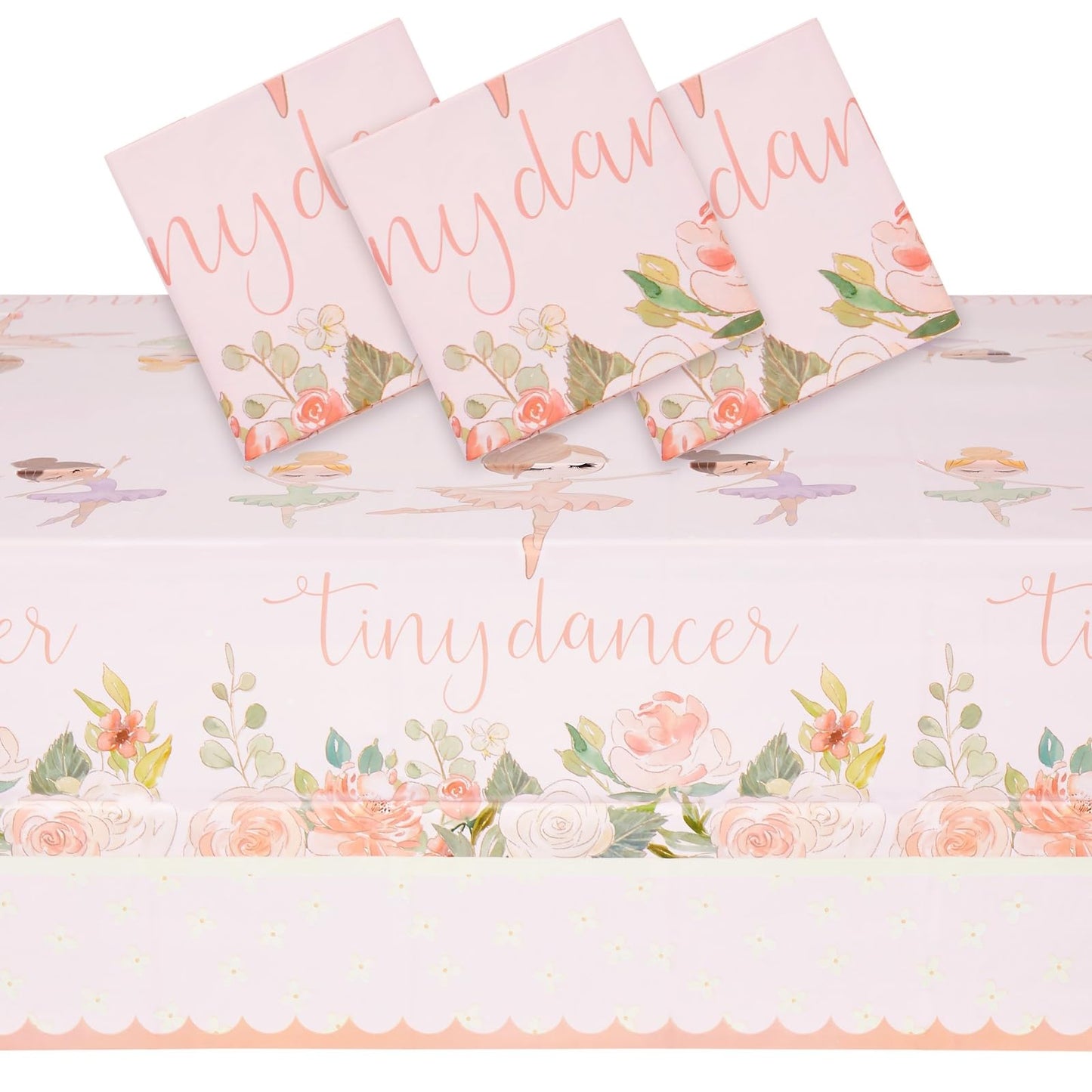 Blue Panda Tiny Dancer Tablecloths - 3 Pack, Pink, 54 x 108 in, Plastic - Birthday Table Cover for Party & Baby Shower Decoration