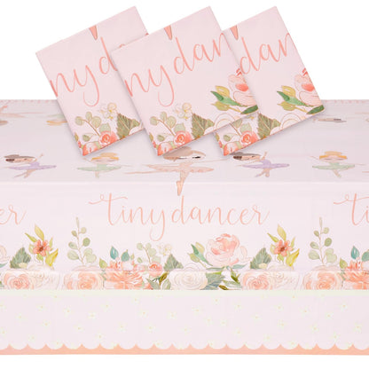 Blue Panda Tiny Dancer Tablecloths - 3 Pack, Pink, 54 x 108 in, Plastic - Birthday Table Cover for Party & Baby Shower Decoration