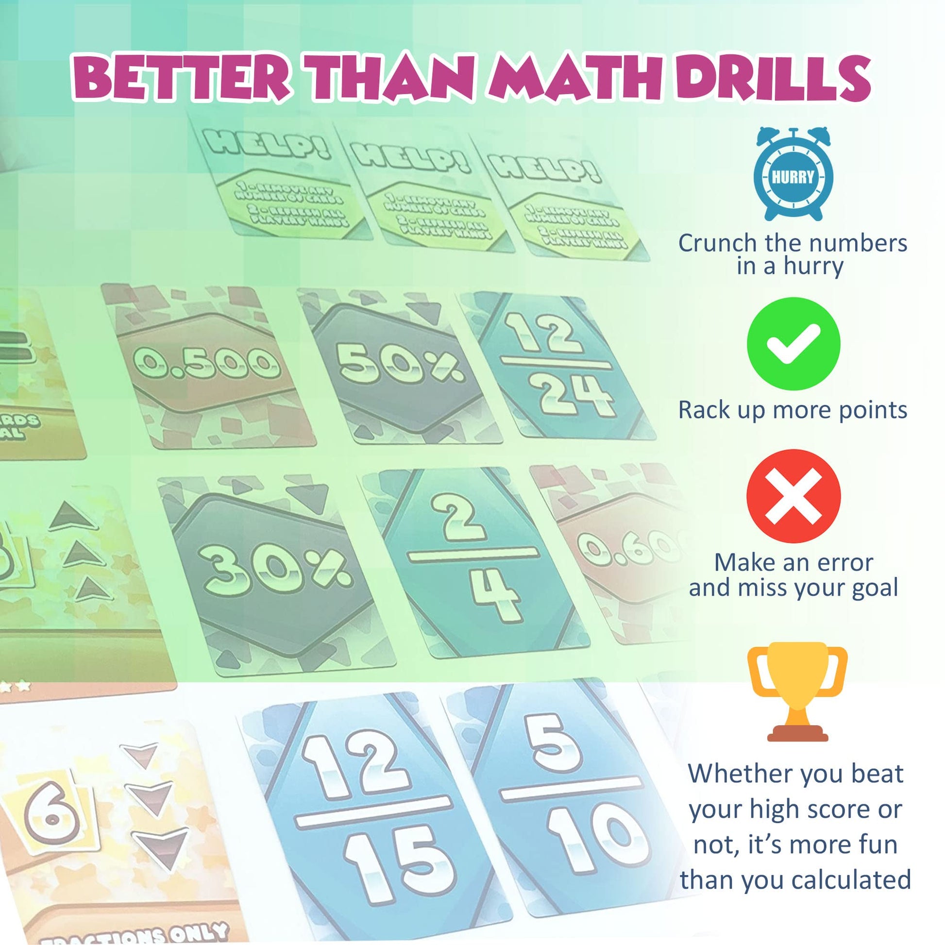 Math Rush 3: Fractions, Decimals & Percentages - A Cooperative Time-Based Math Flash Card Game for Kids, Students, and Families | Fun & Engaging STEM