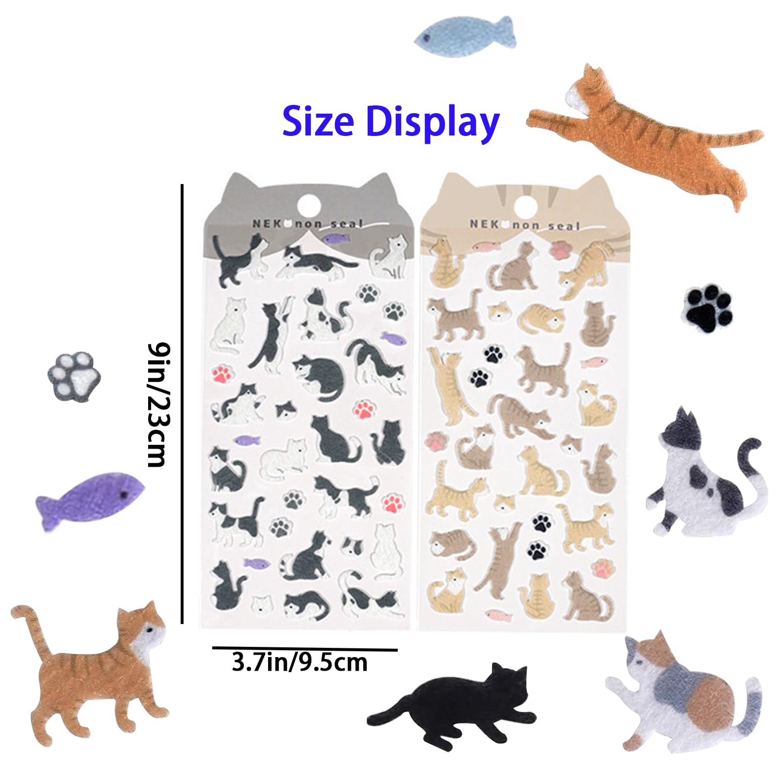 4 Sets of cat Felt Stickers Suitable for Adult and Children's Items Such as scrapbooks, Diaries, Craft and Art Magazines, Cute Stickers