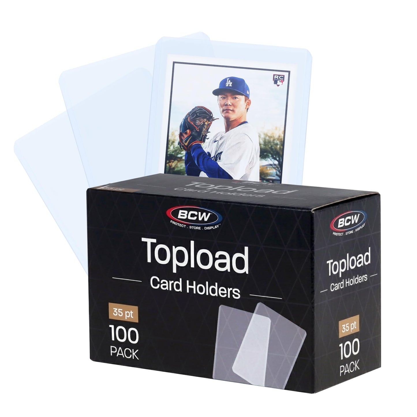 BCW 3x4 Standard Topload Card Holders | 100 Pack | Top Loaders for Cards | Rigid Card Protector | Fits Standard Size Cards Up to 35pt