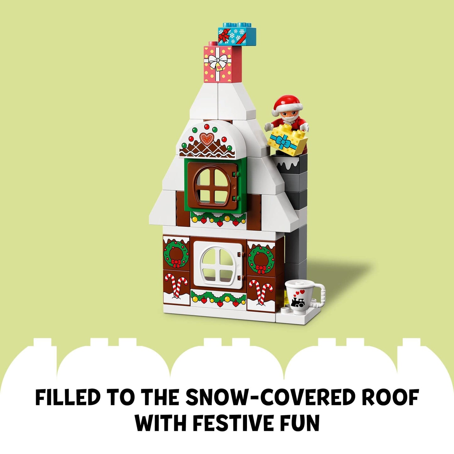 LEGO DUPLO Santa's Gingerbread House Building Set, Christmas Toy for 2 Year Old Boys and Girls, Includes Santa Claus Figure, Stocking Filler Idea
