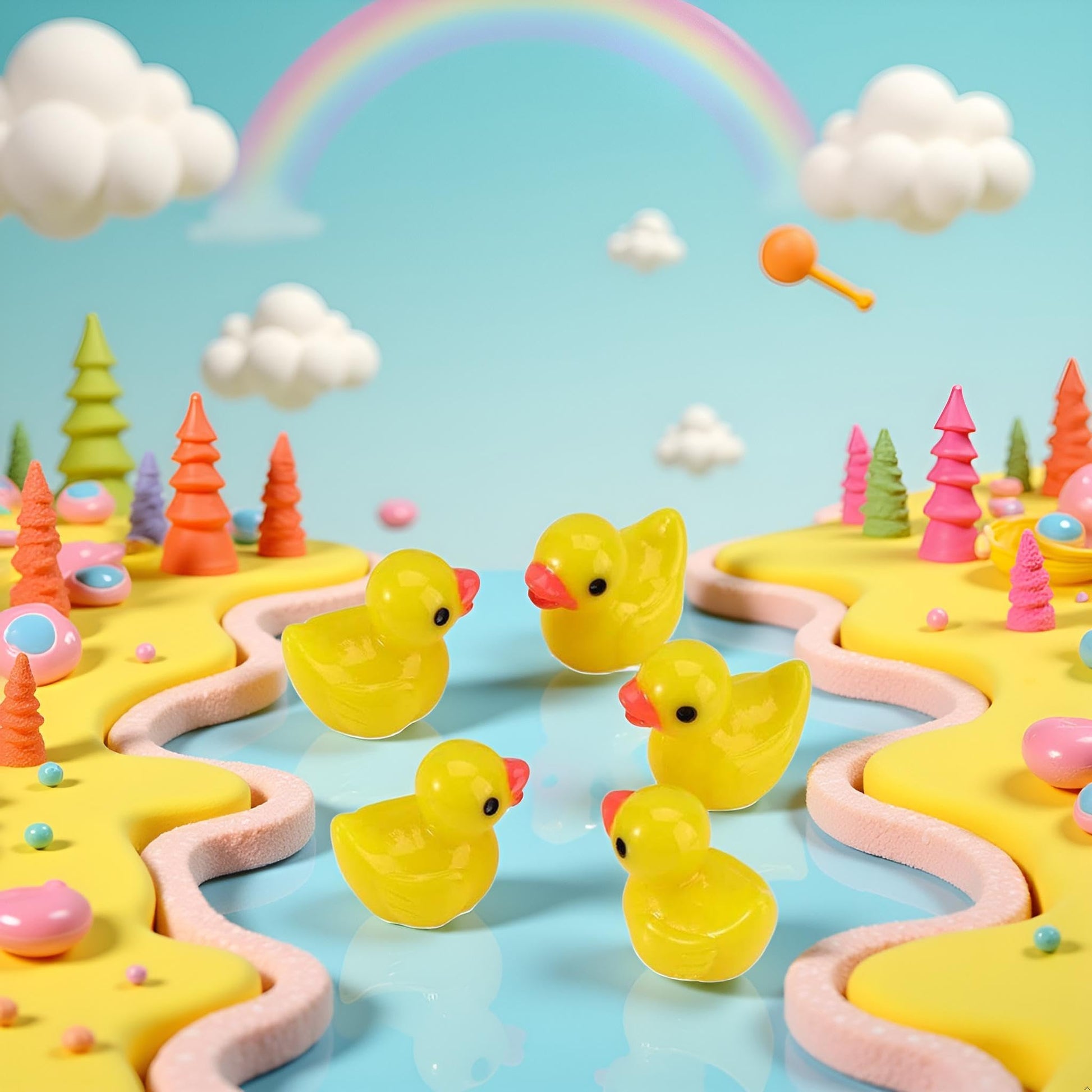 Pxiryanlow 5pcs Yellow Mini Resin Ducks Miniature Ducks,Duckling Miniature Ornament Tiny Ducks Figures for Slime Charms DIY Craft Fairy Garden