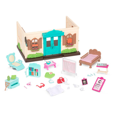 Li'l Woodzeez - Toy Walk - in Health Clinic Dollhouse Playset with Doctor Accessories for Pretend Play, Miniature Animal Figures, Kids Toy Playset