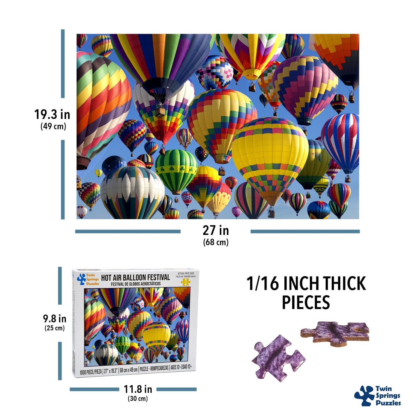 Twin Spring Goods 1000 Piece Jigsaw Puzzle, Hot Air Balloon Festival, 1,000 pcs
