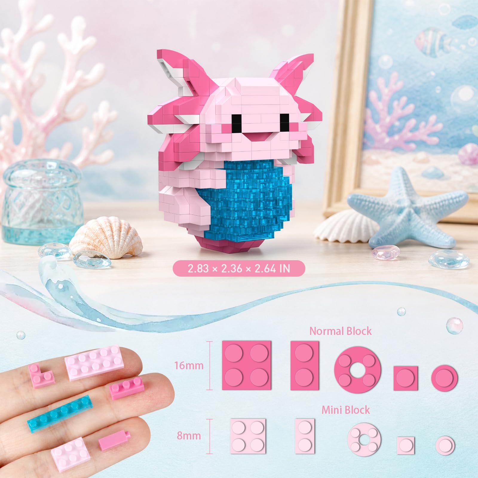 Vziimo Axolotl Set, 6 Pack Mini Axolotl Animals Party Favors Toy Figurines, Goodie Bag Stuffers, Classroom Small Prize Toys Box, Marine Animal Gifts
