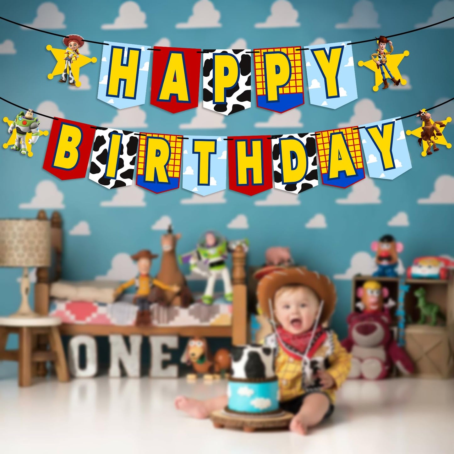 Toys Happy Birthday Banner for Birthday Decorations Toy Game Party Decorations Kids Birthday Banner Party Supplies