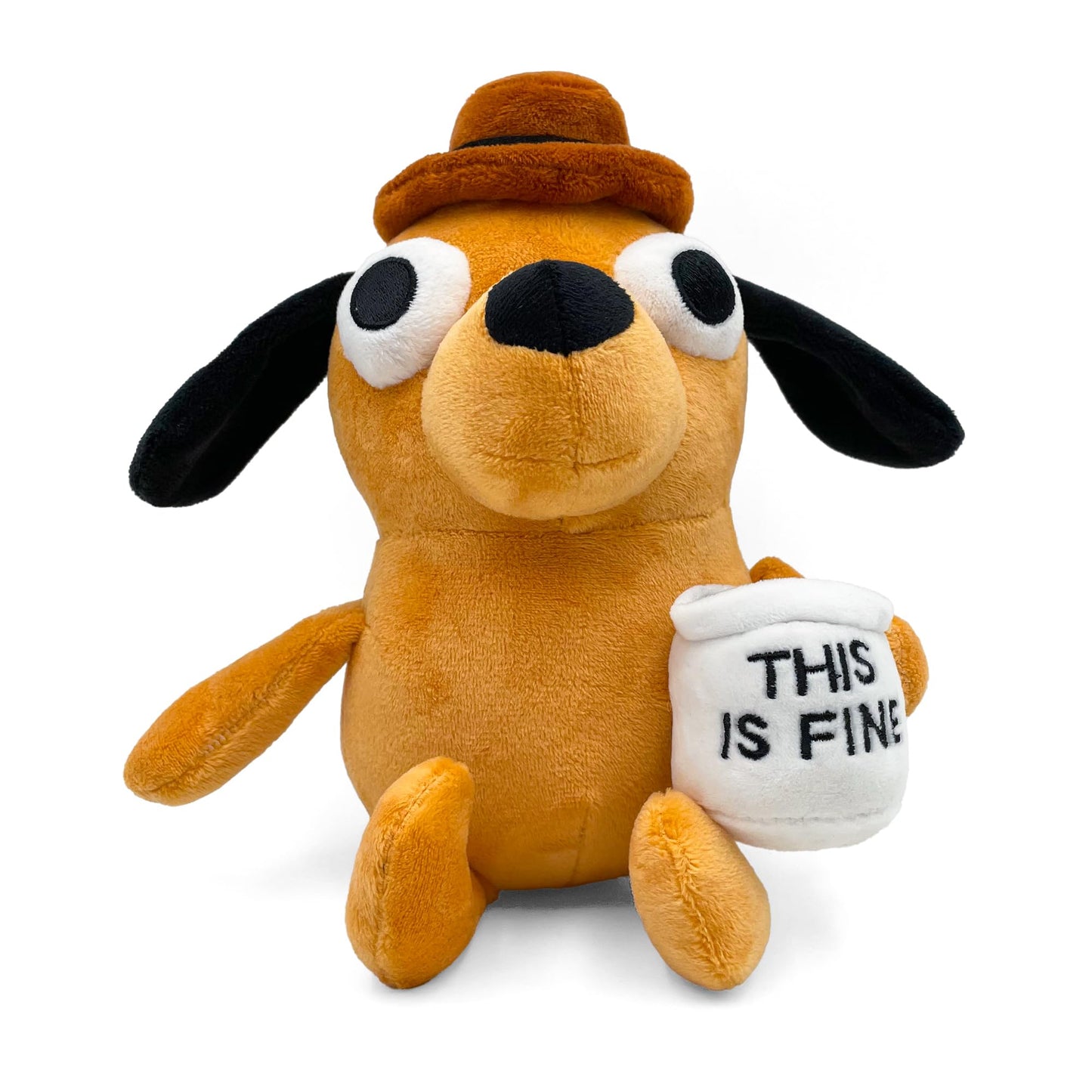 Adenzai This is Fine Dog Plushie | Funny Coffee Dog Meme Plush | Hilarious Office Decor & Stuffed Animal Toy | Perfect for Xmas, Birthday, or Office