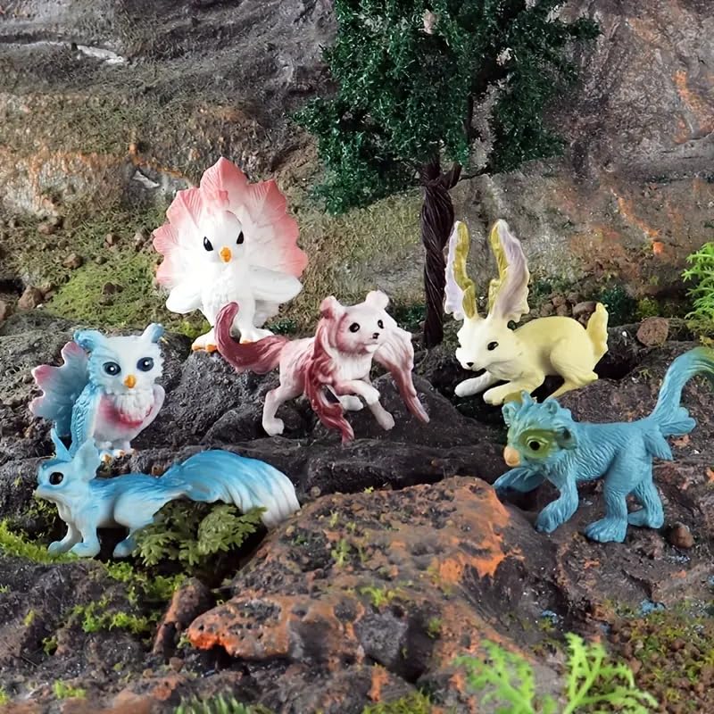 Liberty Imports 12 Pack Fantasy Creatures Figurines Set - Cute Plastic Fairy Animals & Mythical Toy Figures, Mini Unicorn Cake Toppers, Party Favors