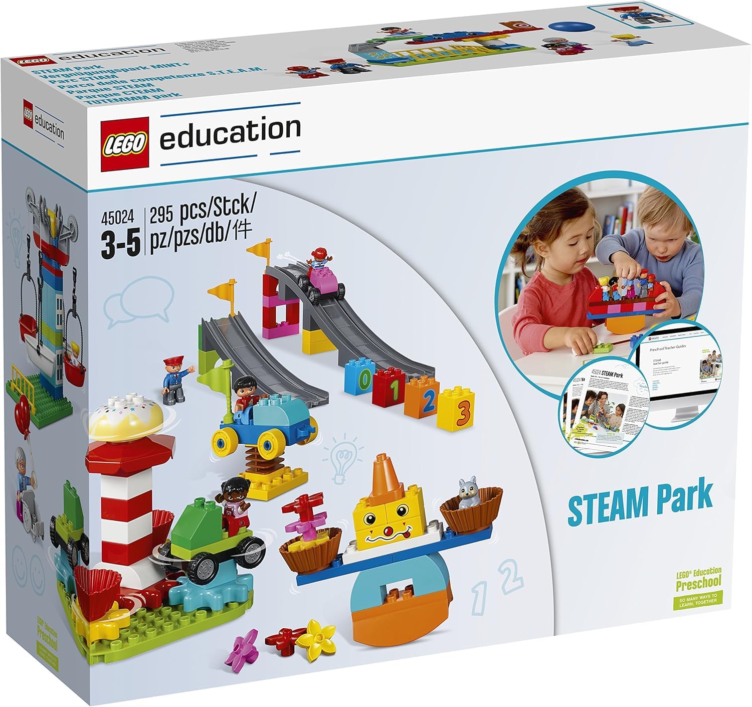 LEGO Education DUPLO Steam Park 45024, Fun STEM Educational Toy, Steam Learning for Girls & Boys Ages 3 & Up (240Piece)