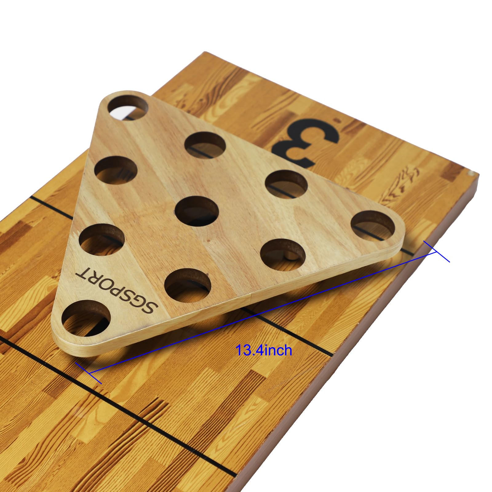 YDDS Shuffleboard Bowling Pin Set with 10 Pcs Premium Hardwood Bowling Pins Durabel Triangular Pinsetter Resin Bowling Ball and Carrying Bag, Fun