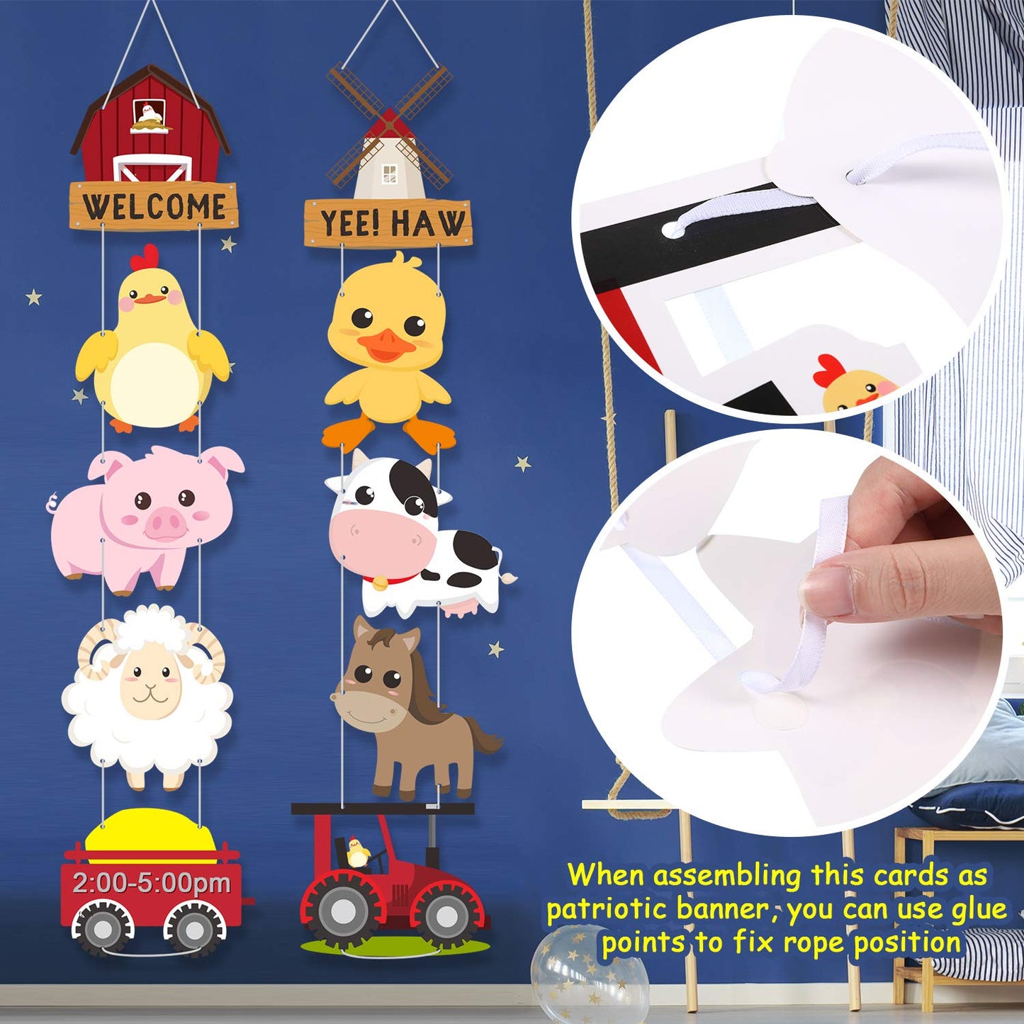 Blulu Farm Animal Themed Party Decorations, Farm Animal Cutouts Banner, Door Signs for Baby Shower Family Reunion Theme Party Supplies