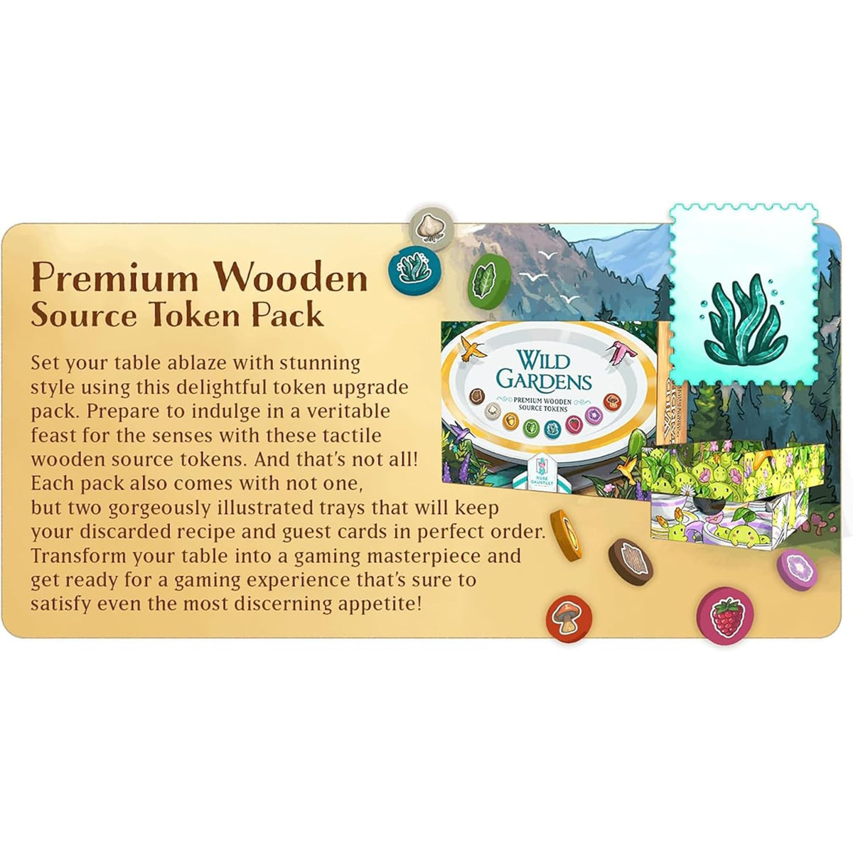 Rose Gauntlet: Wild Gardens - Premium Wooden Source Pack - Upgrade Set, Cozy Family Board Game Accessory, Strategy Solo Foraging Game Accessory