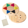 GSE Games & Sports Expert 11.5" Natural Wood 2-in-1 Chinese Checkers and Gobang Board Game Set with 66 Colorful Wooden Pegs and Stones, Classic