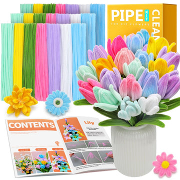 IOOLEEM Pipe Cleaners, 480pcs Multi-Colored, Flower Making Kit, Arts and Craft Supplies for Flowers, Ideas for Art Project Activity.