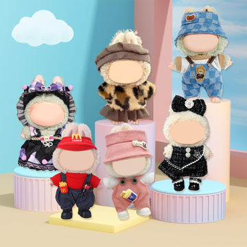 6 Pack Doll Clothes for LABUBU 17cm Doll, Exquisite Luxury Designer Outfits with Hats & Accessories, Cute Doll Clothing Set Suitable for Dress up