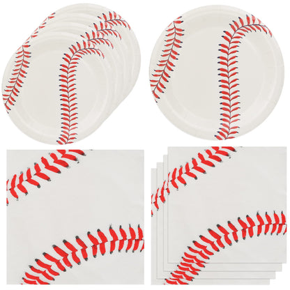 SNIMICS 40PCS Baseball Party Decorations,Baseball Plates,Baseball Napkins for Baseball Birthday Party Supplies Baseball Fans Boys Baby