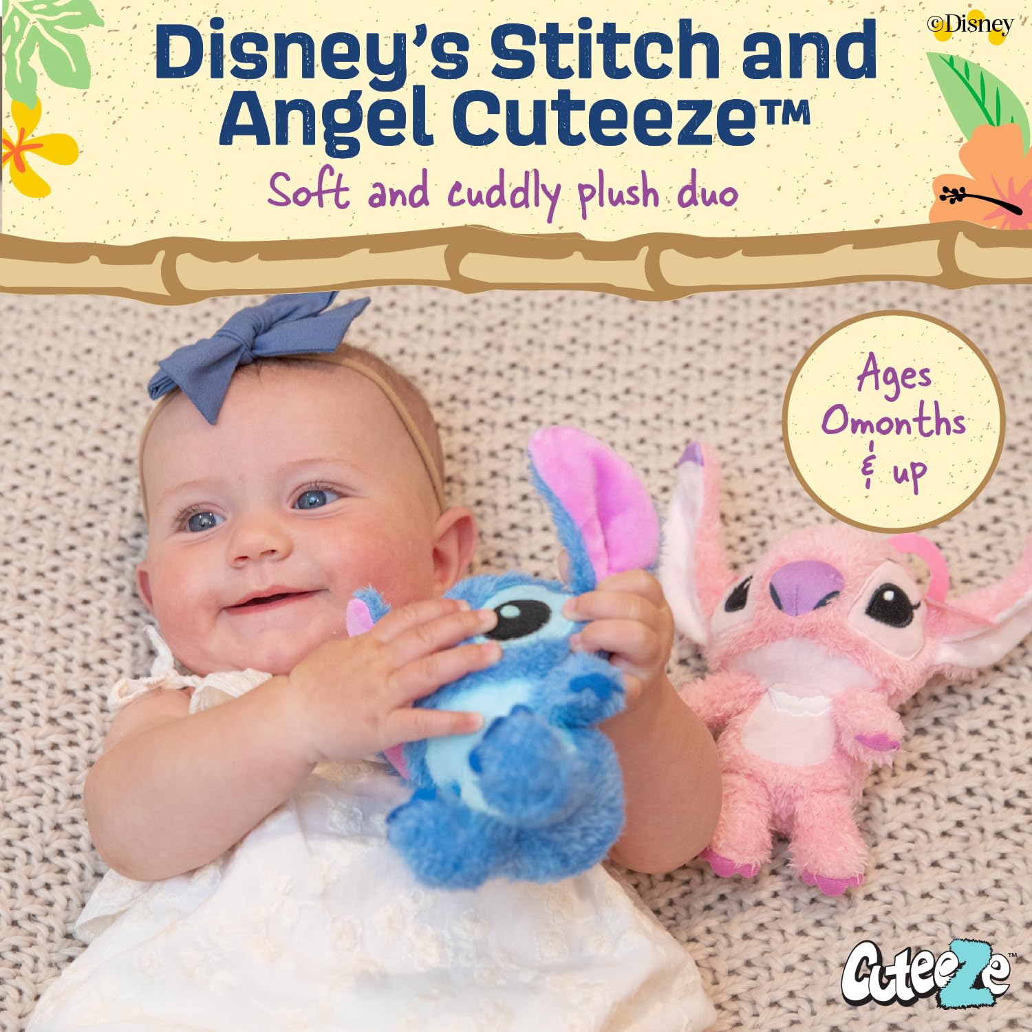 KIDS PREFERRED - Disney Baby Lilo & Stitch CUTEEZE 2 Pack Angel & Stitch Plush Stuffed Animals, Experiment 626, Multicolor,6 inches