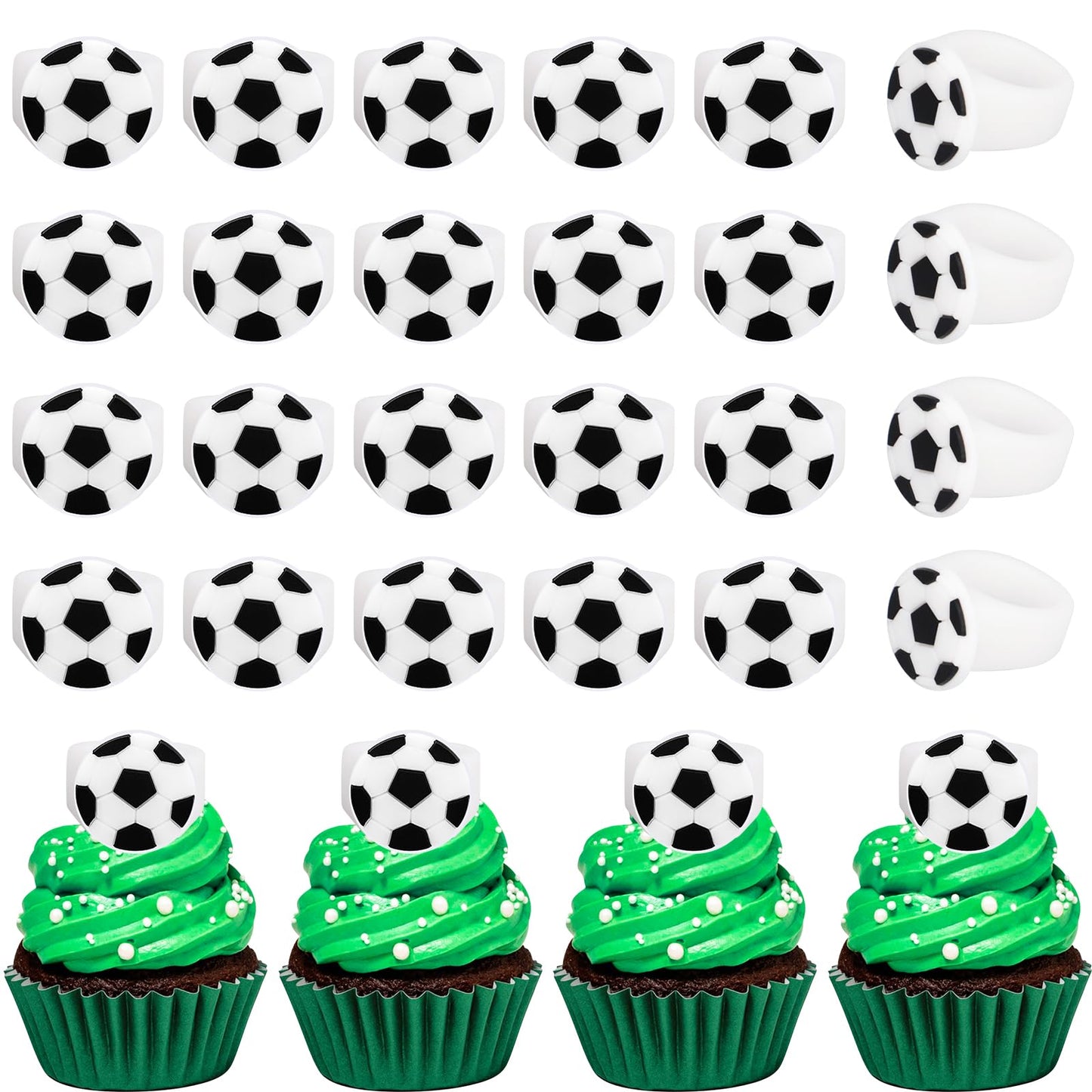 30pcs Soccer Cupcake Toppers Sports Cupcake Toppers Picks for Kids Baby Shower Sport Theme Party Decorations Supplies(Soccer)
