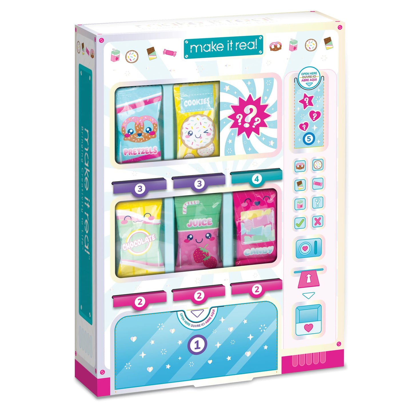 Make It Real: Snackers Bracelet Kit Vending Machine - Make 5 Snack-Themed Charm Bracelets, Pull Tab to Dispense The Jewelry Kit, Girls & Kids Ages 8+