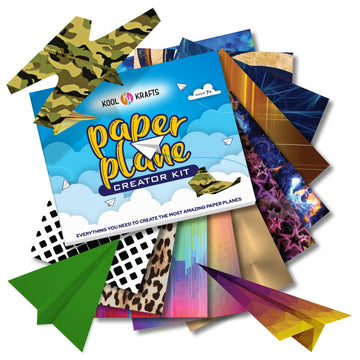 Paper Airplanes - Craft Kit, Airplane Activities for Kids, Set Includes 65 Sheets 40 Colored 25 Patterned Paper, Nice Colored Book, 15 Easy Step