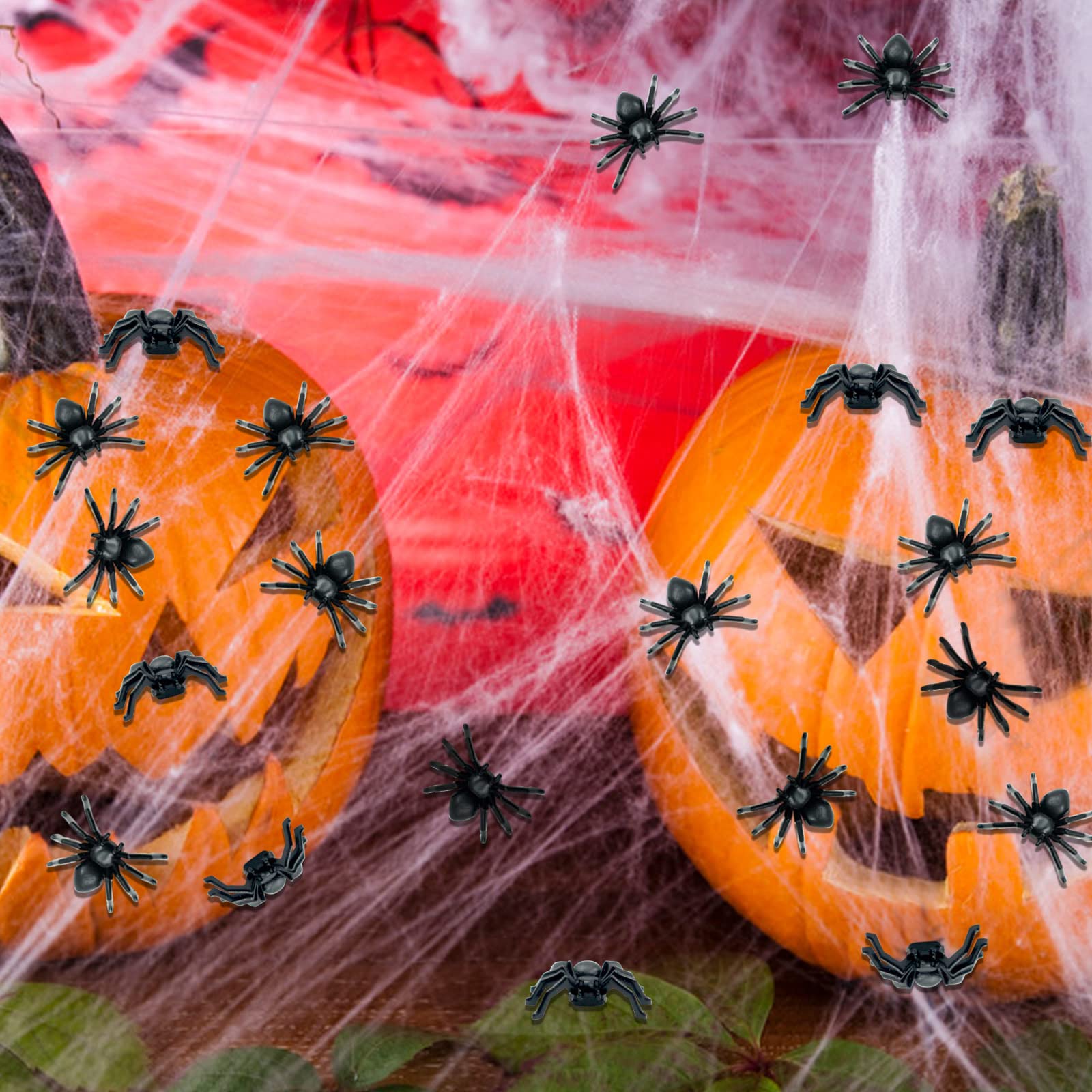 Plastic Spiders Colorful Spiders Halloween Decorative Supplies Toys Spider Model Simulation Spider (Black50)