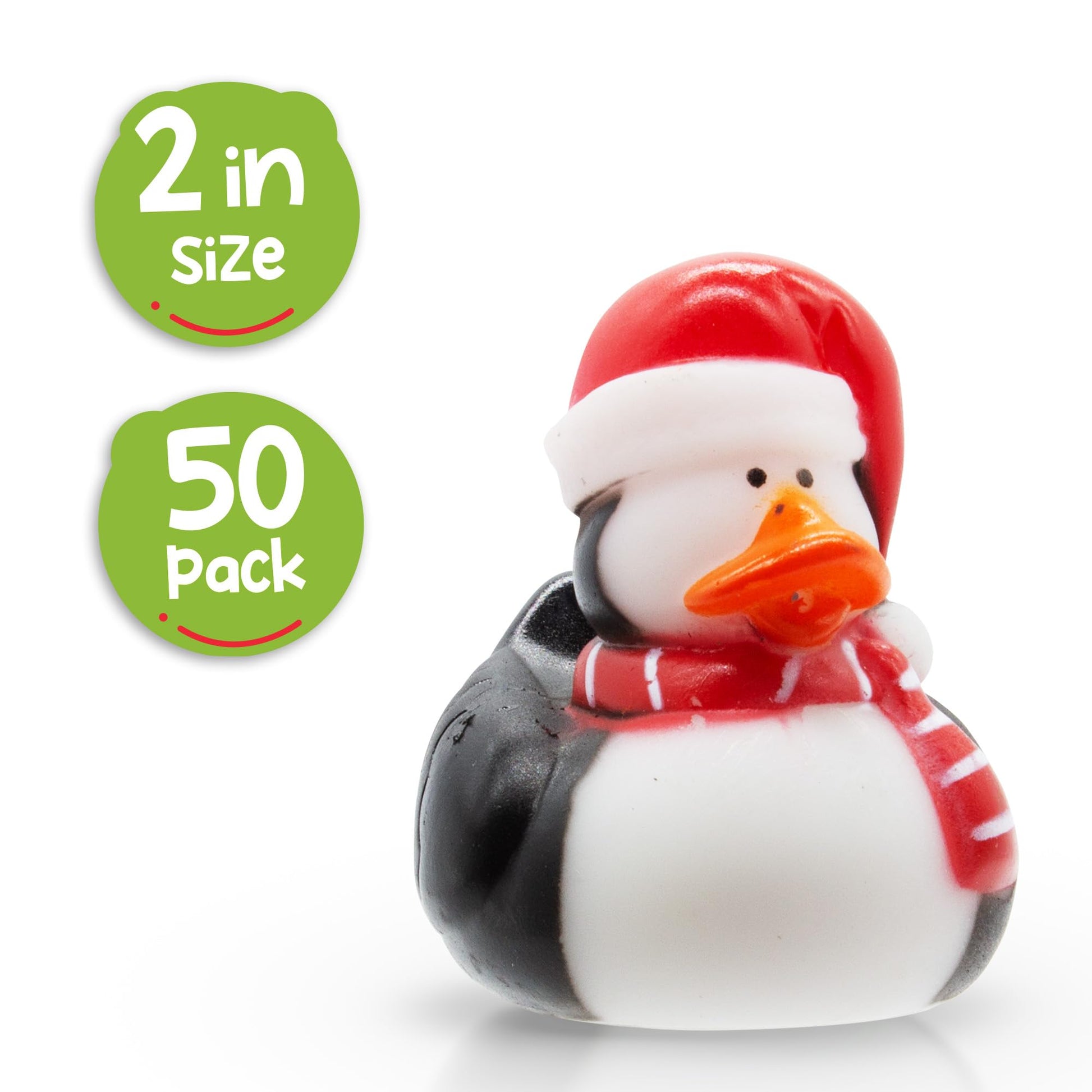 Windy City Novelties 50 Pack - 2" Assorted Winter Themed Rubber Ducky Bath Toys (Red/Red Penguin)