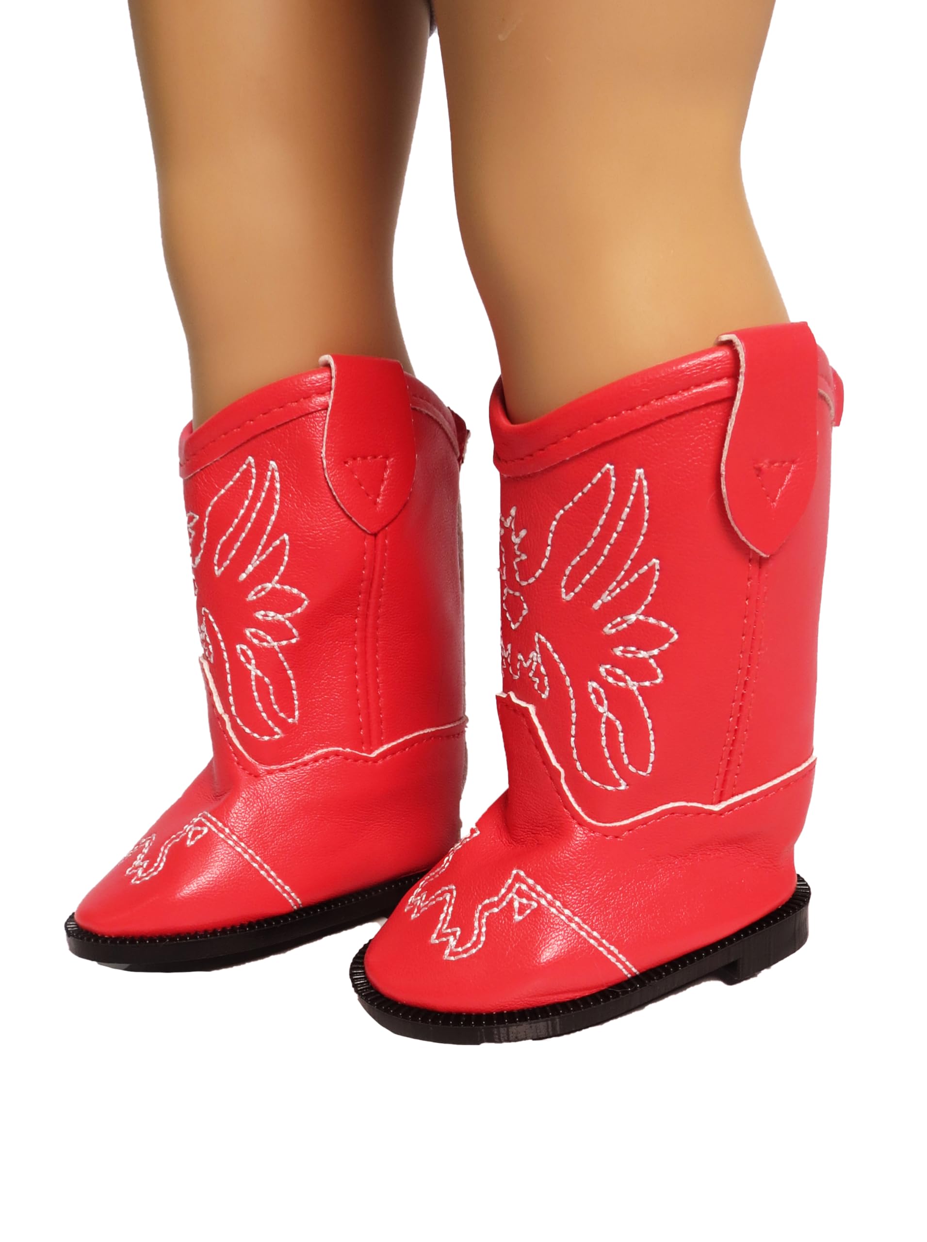 American Fashion World Red Eagle Cowboy Western Boots for 18 Inch Dolls - Doll Shoes Accessory