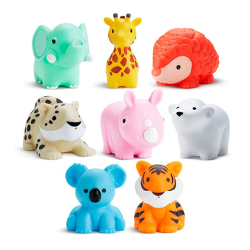 Munchkin Baby Bath Toy Squirts for Babies and Toddlers 9 Months and Up, Wild Animal Squirters, 8 Pack