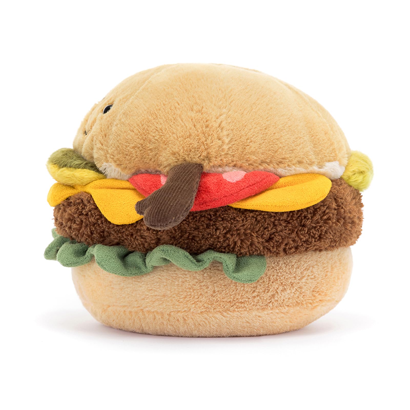 Jellycat Amuseables Burger Stuffed Toy, 4.5 inches - Food Plush - Fun Gift Idea