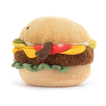 Jellycat Amuseables Burger Stuffed Toy, 4.5 inches - Food Plush - Fun Gift Idea
