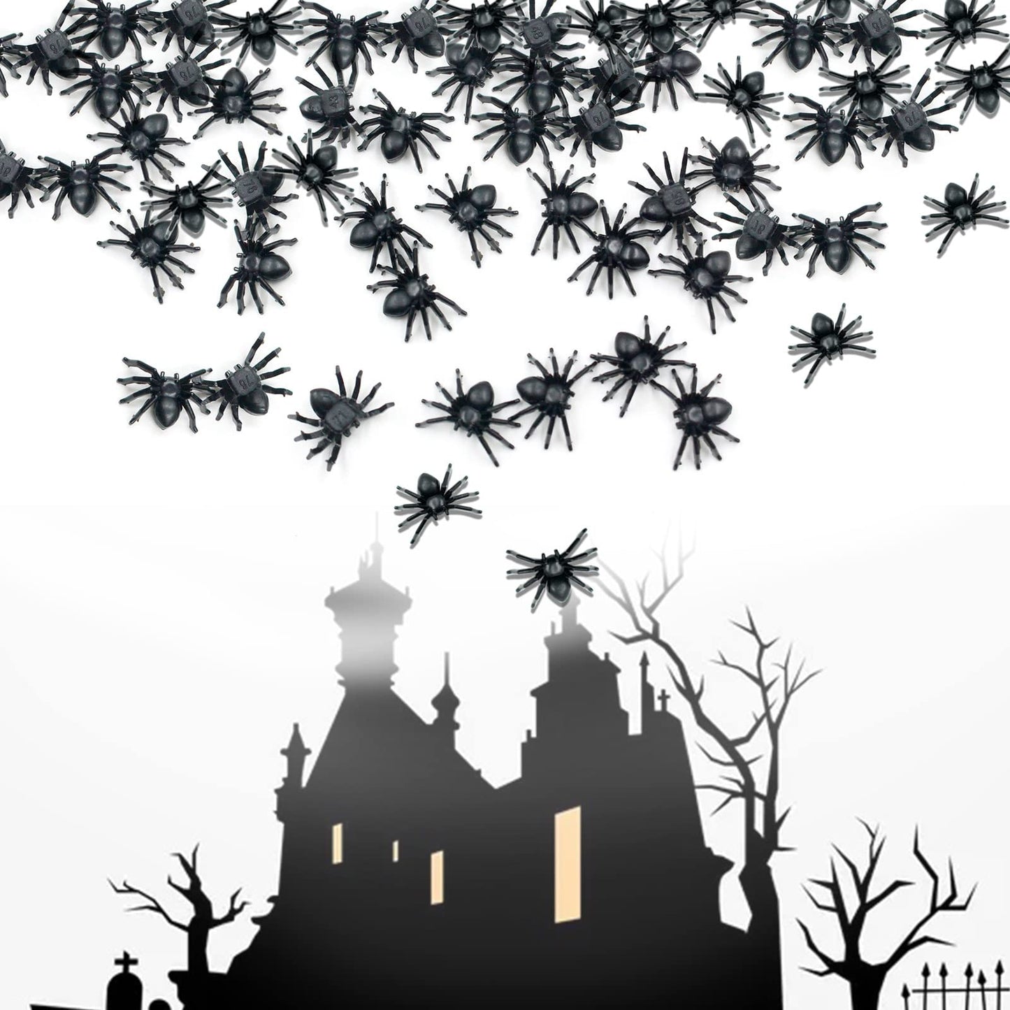 Plastic Spiders Colorful Spiders Halloween Decorative Supplies Toys Spider Model Simulation Spider (Black50)