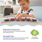 Maxim Enterprise, inc. Wooden Bullet Train, Wooden Train Set of 2 Modern Engines 1 Sleek Passenger Car with Magnetic Connectors, Compatible