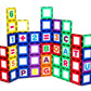 Playmags Magnetic Tile Building Set: Exclusive Educational Clickins - 80-Pc. Kit: 40 Super Strong Clear Color Magnet Tiles Windows & 40 Letters